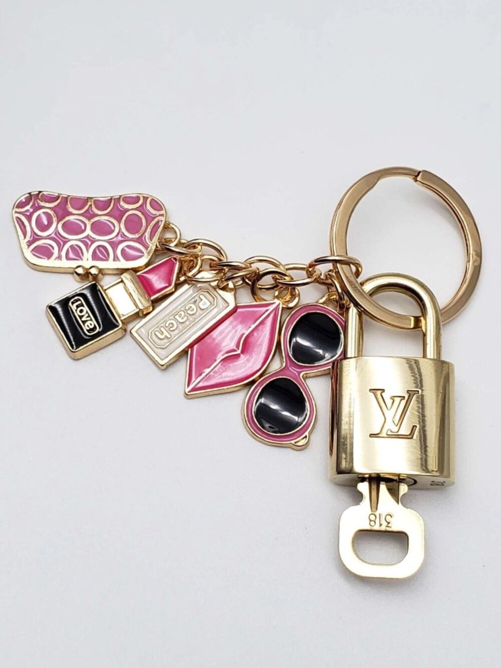 Louis Vuitton Gold Padlock Key 🔒 Authentic LV Charm + Unbranded Keychain